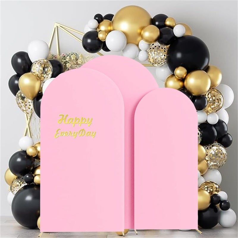 HAINARverS Set of 3 Wedding Arch Cover 6FT,6.6FT,7.2FT Spandex Fitted Stretchy Arch Stand Covers,2 Sided Round Top Chiara Backdrop Cover for Birthday Party Banquet Baby Shower Arch Decoration(Pink) - Image 2