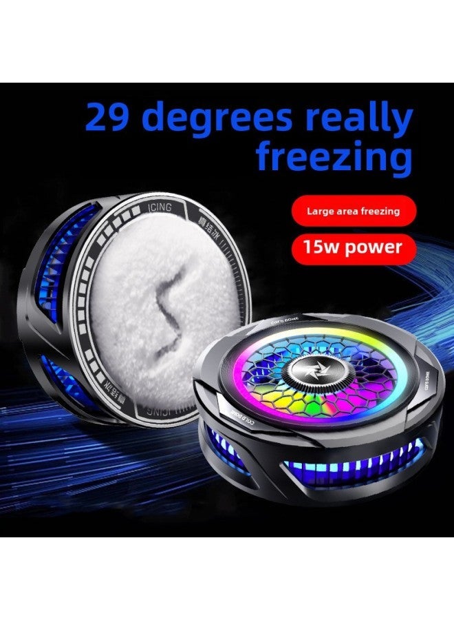 Mobile Phone Radiator SL25 Magnetic Back Clip Semiconductor Icing Artifact Electronic Competition Chicken Game Android Tablet Universal-Color:Sl25 Silver Freezing Model [magnetic Suction + Charging Head]  - Image 2