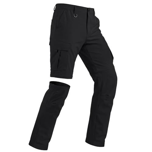 IGOLUMON Men's Convertible Hiking Pants, Zip Off Breathable Cargo Pants UPF50+ Quick Dry Outdoor Pants with 6 Deep Pockets Waterproof Lightweight Work Pants for Camping Travel Fishing, Black - Image 1