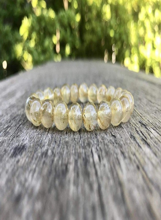 EDMIRIA Natural Golden Rutilated Quartz Semi Precious Stones Reiki Chakra Healing Yoga Meditation Crystal Fengshui 8mm Gemstones Round Beads Stretchable Bracelet for Men & Women - Image 3