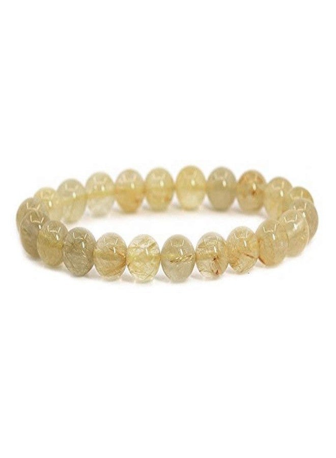 EDMIRIA Natural Golden Rutilated Quartz Semi Precious Stones Reiki Chakra Healing Yoga Meditation Crystal Fengshui 8mm Gemstones Round Beads Stretchable Bracelet for Men & Women - Image 1