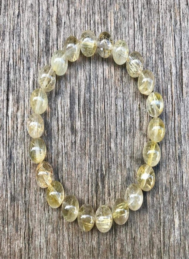 EDMIRIA Natural Golden Rutilated Quartz Semi Precious Stones Reiki Chakra Healing Yoga Meditation Crystal Fengshui 8mm Gemstones Round Beads Stretchable Bracelet for Men & Women - Image 4