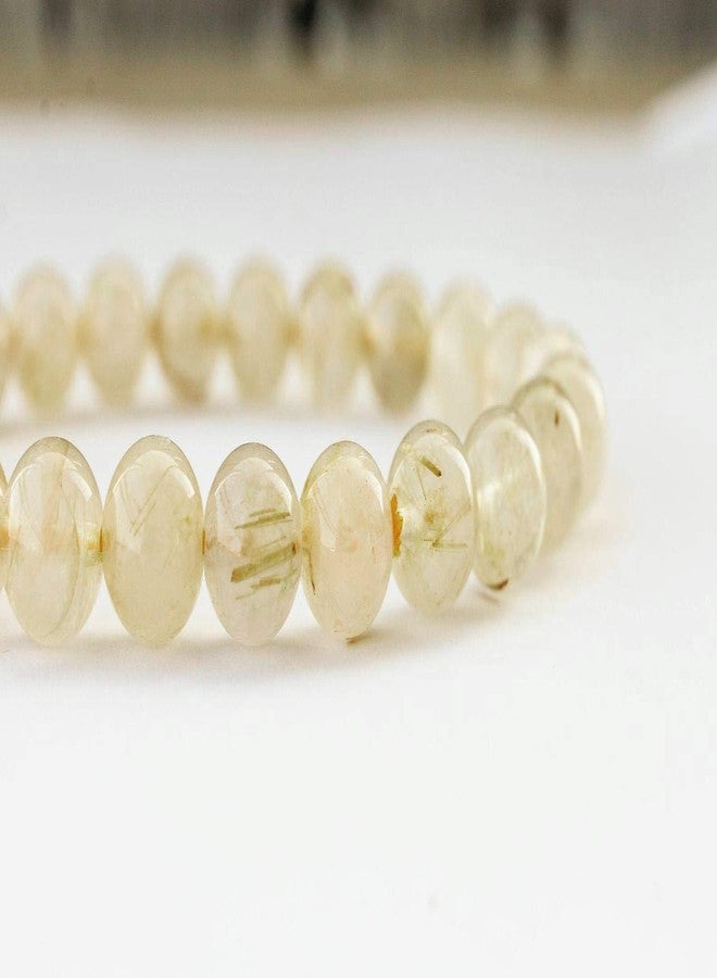 EDMIRIA Natural Golden Rutilated Quartz Semi Precious Stones Reiki Chakra Healing Yoga Meditation Crystal Fengshui 8mm Gemstones Round Beads Stretchable Bracelet for Men & Women - Image 5