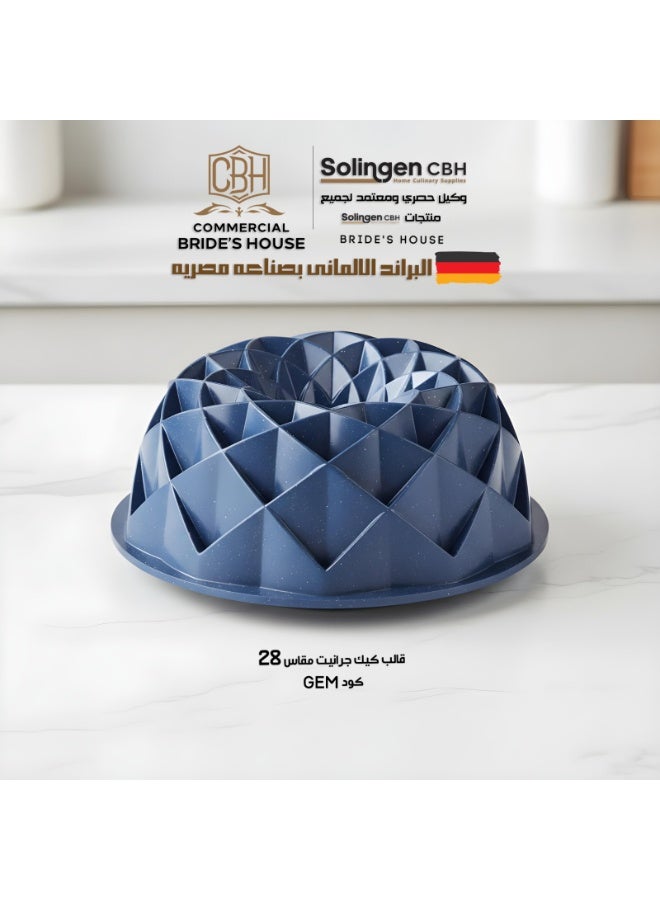 Granite cake pan, size 28, "Gem" model, blue.