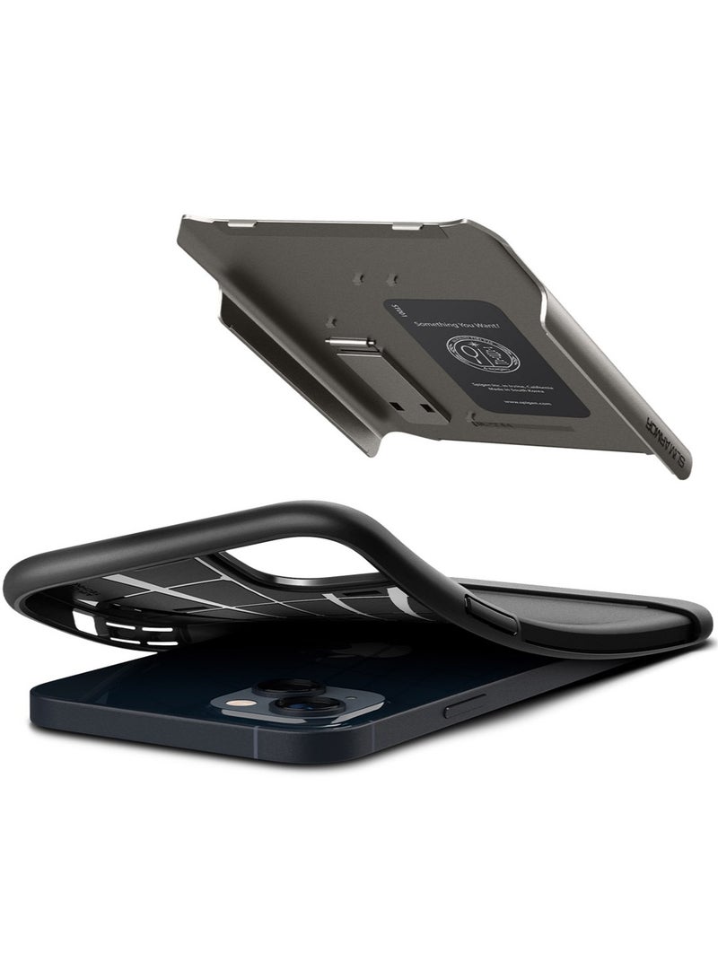 Spigen Slim Armor iPhone 14 Plus Case Cover with Kickstand - Gunmetal  - Image 4