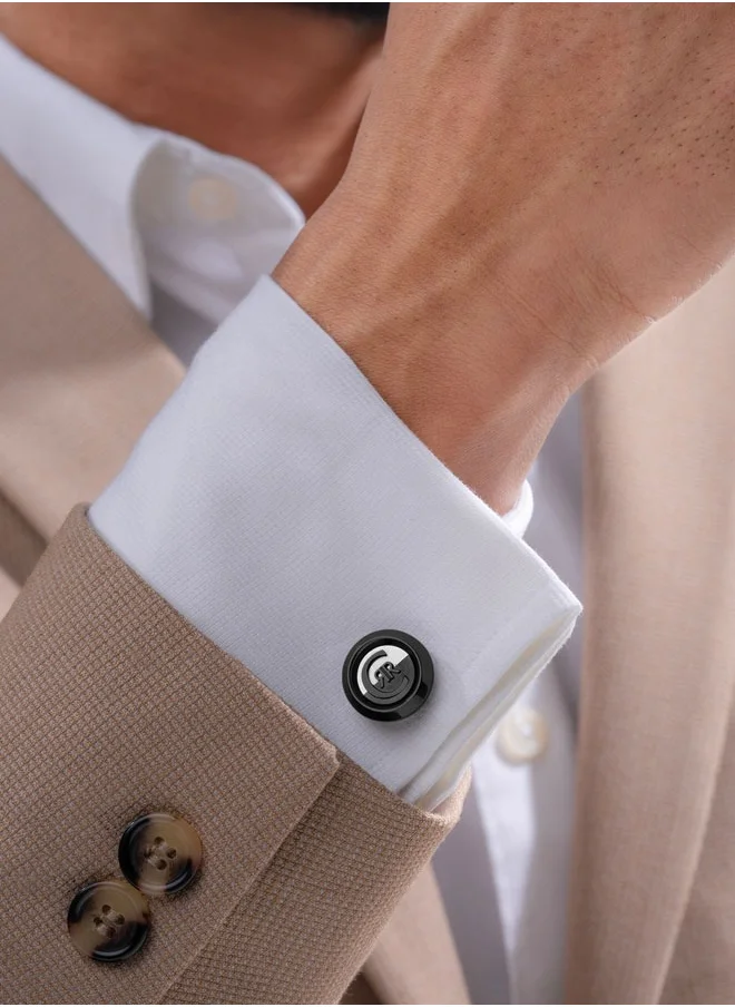 CERRUTI 1881 Renato Two Tone Grey and Black Cufflinks