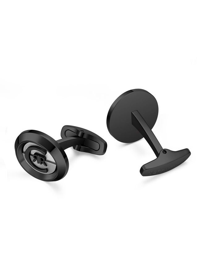 CERRUTI 1881 Renato Two Tone Grey and Black Cufflinks  - Image 3