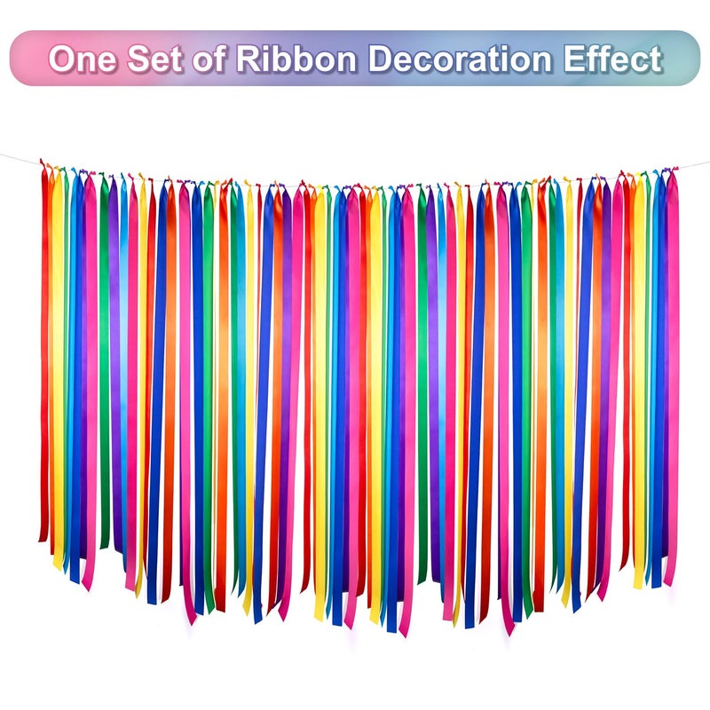 Mlurcu Rainbow Satin Ribbon - 87.5 Yds 2 Inch Wide Colorful Ribbon Rolls Assortment for Gift Wrapping, DIY Crafts, Tassel Garland, Fiesta Party, Classroom, Outdoor Decorations - Image 2