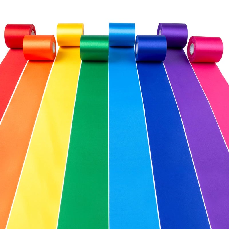 Mlurcu Rainbow Satin Ribbon - 87.5 Yds 2 Inch Wide Colorful Ribbon Rolls Assortment for Gift Wrapping, DIY Crafts, Tassel Garland, Fiesta Party, Classroom, Outdoor Decorations - Image 1