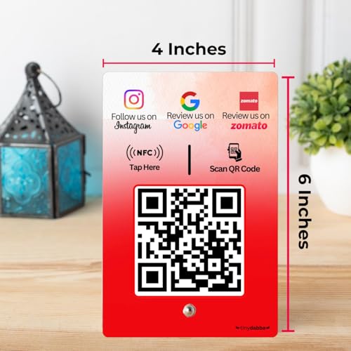 tinydabba Review + Instagram + Zomato 3-in-1 combo NFC Standee with QR Code | Boost Business Reviews with Tap or Scan | Pre-Configured | UV Printed Acrylic | 4 Inches x 6 Inches | With Dashboard - Image 5