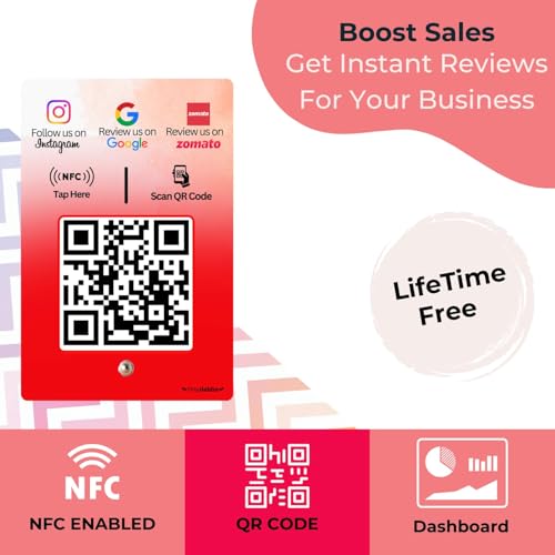 tinydabba Review + Instagram + Zomato 3-in-1 combo NFC Standee with QR Code | Boost Business Reviews with Tap or Scan | Pre-Configured | UV Printed Acrylic | 4 Inches x 6 Inches | With Dashboard - Image 2