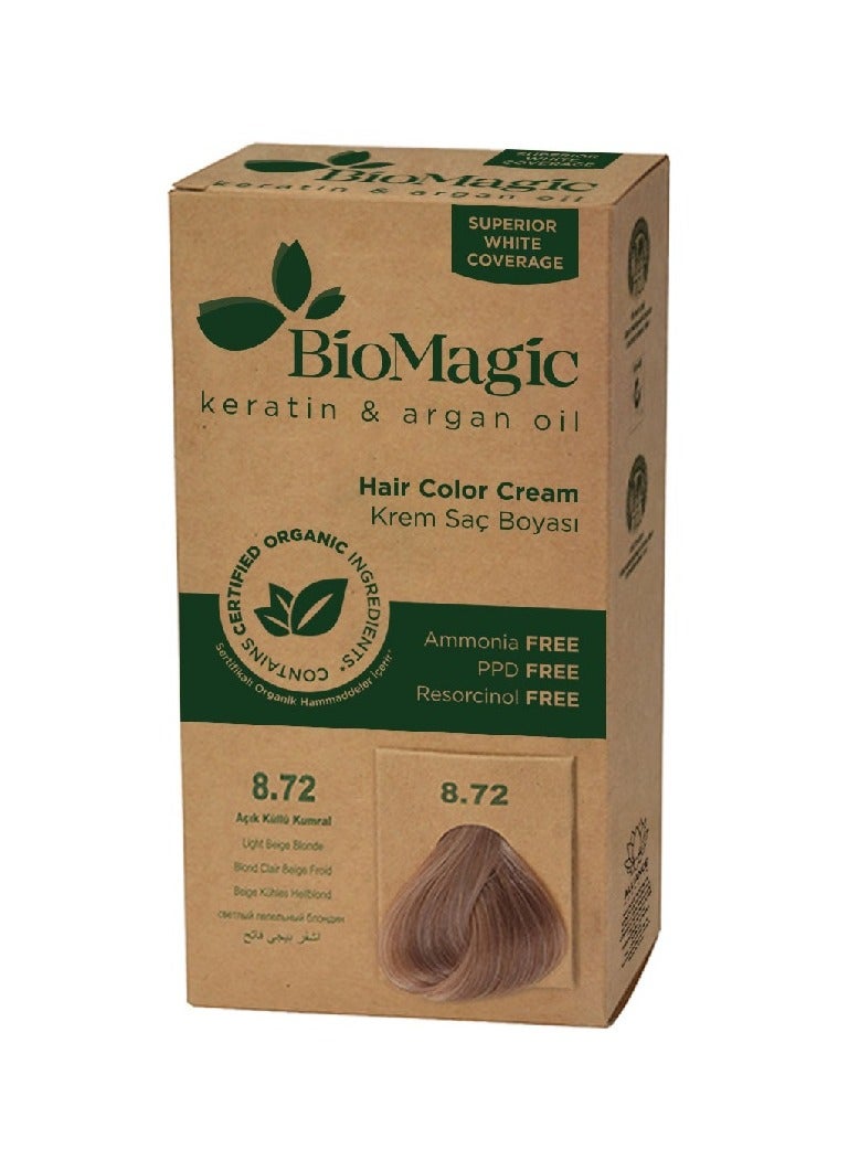 Permanent hair dye light beige golden 8/72 60 milliliters