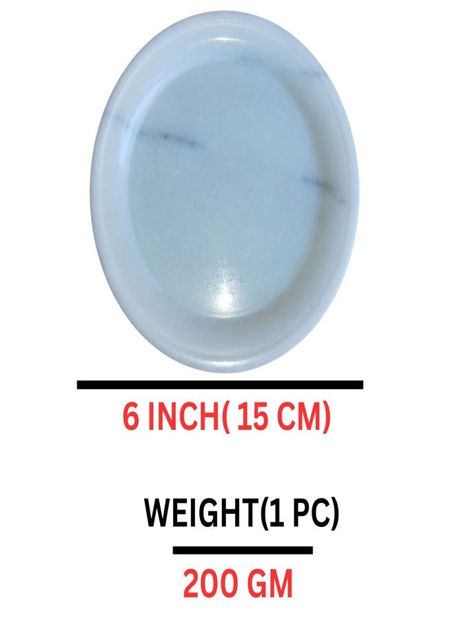 Salvus APP SOLUTIONS Sacred Elegance: Marble Round Plate for Pooja and Kitchen Use - A Versatile Blend of Devotion and Functionality, Elevating Your Rituals, 1-PC (White_6 Inch) - Image 2