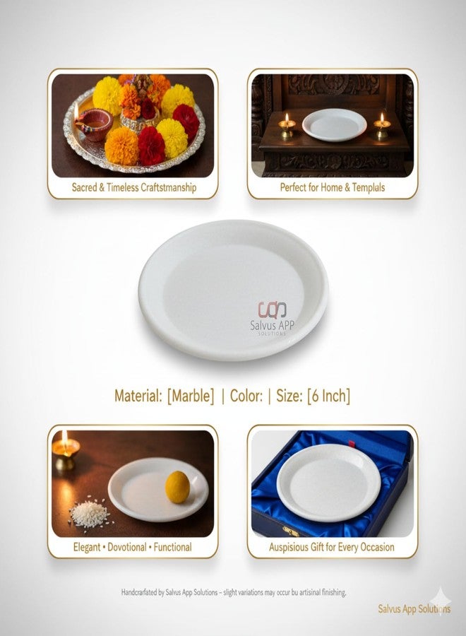 Salvus APP SOLUTIONS Sacred Elegance: Marble Round Plate for Pooja and Kitchen Use - A Versatile Blend of Devotion and Functionality, Elevating Your Rituals, 1-PC (White_6 Inch) - Image 5