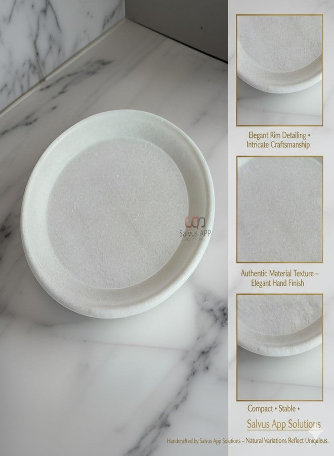 Salvus APP SOLUTIONS Sacred Elegance: Marble Round Plate for Pooja and Kitchen Use - A Versatile Blend of Devotion and Functionality, Elevating Your Rituals, 1-PC (White_6 Inch) - Image 3