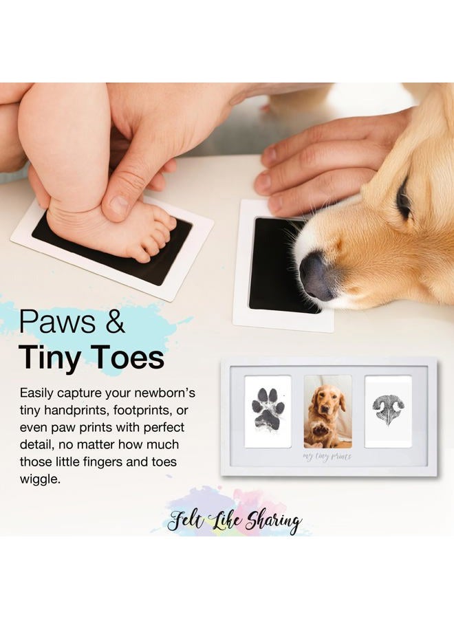 Felt Like Sharing My Tiny Prints Newborn Baby Handprint and Footprint Kit, Baby Frame with Modern White Matting, Baby Keepsake Frame, Baby Picture Frame Kit with Ink Pad, Baby Shower Gifts, 17” L x 9.5” H, Gray/Grey - Image 5