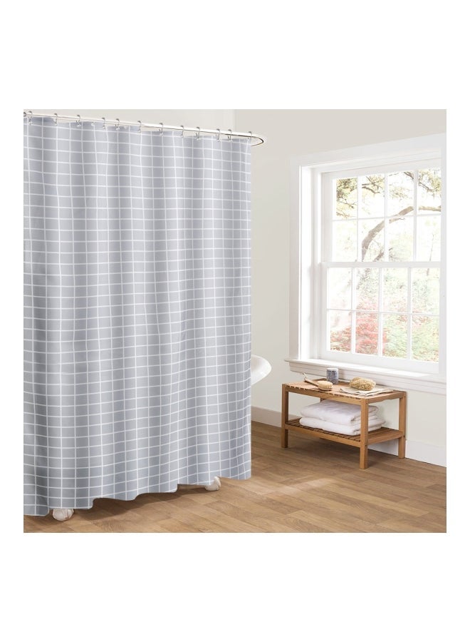 NIBEMINENT Waterproof Printed Shower Curtain Grey/White 72x72inch - Image 1