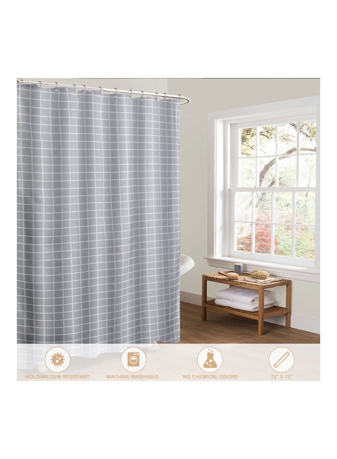 NIBEMINENT Waterproof Printed Shower Curtain Grey/White 72x72inch - Image 3