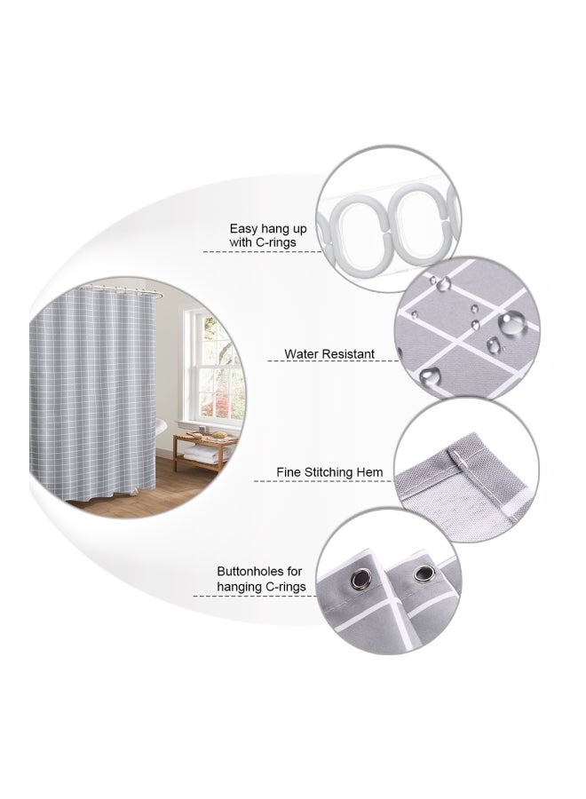 NIBEMINENT Waterproof Printed Shower Curtain Grey/White 72x72inch - Image 2