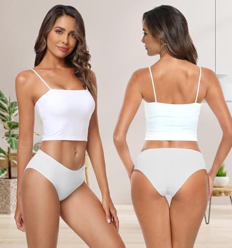 coskefy Womens Cheeky Underwear Breathable Cotton Panties Ladies Stretchy Hipster Soft Briefs 4 Pack White - Image 5