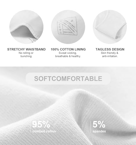 coskefy Womens Cheeky Underwear Breathable Cotton Panties Ladies Stretchy Hipster Soft Briefs 4 Pack White - Image 4