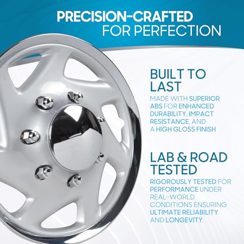 BDK غطاء جنط العجلات BDK 4 حزمة 16 بوصة طراز OEM بديل لفورد E150 E250 E350 إكونولين F-150 F-250 F-35 F-250 F-350، غطاء عجلة سيارة شاحنة SUV - مجموعة 16 بوصة - Image 2