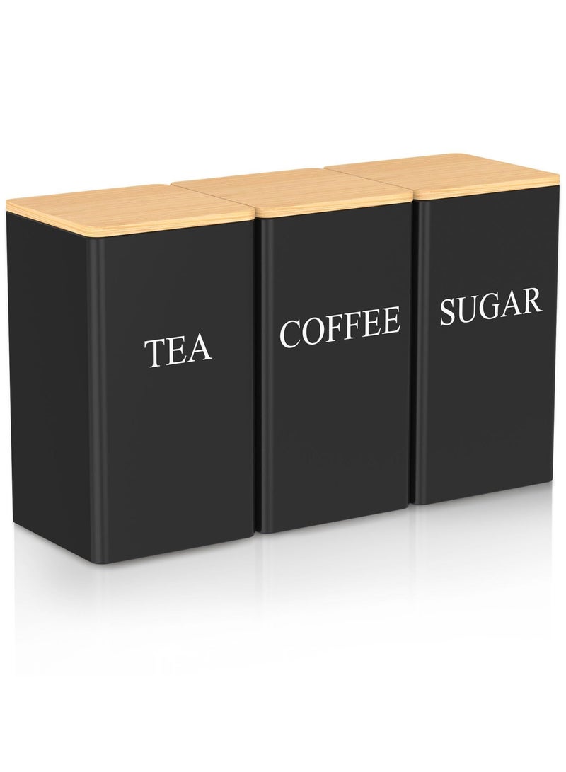 6PCS Tea Coffee Sugar Canisters, 6000ML Metal Canister Set, Airtight Bamboo Lid, Name Marker, Decorative Kitchen Tin, Food Storage, Home Decor, Durable, Rust-Resistant, Eco-Friendly, Suitable for Tea, Sugar, Spices, Pantry Organizer, Gift Idea, Modern Design  - Image 2