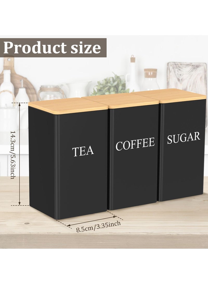 6PCS Tea Coffee Sugar Canisters, 6000ML Metal Canister Set, Airtight Bamboo Lid, Name Marker, Decorative Kitchen Tin, Food Storage, Home Decor, Durable, Rust-Resistant, Eco-Friendly, Suitable for Tea, Sugar, Spices, Pantry Organizer, Gift Idea, Modern Design  - Image 3