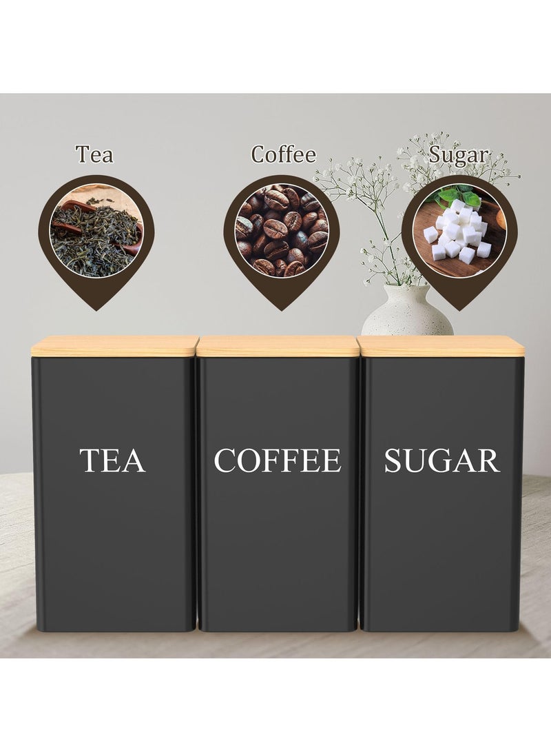 6PCS Tea Coffee Sugar Canisters, 6000ML Metal Canister Set, Airtight Bamboo Lid, Name Marker, Decorative Kitchen Tin, Food Storage, Home Decor, Durable, Rust-Resistant, Eco-Friendly, Suitable for Tea, Sugar, Spices, Pantry Organizer, Gift Idea, Modern Design  - Image 4
