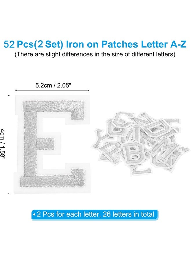 Ba Love 52 Pieces Alphabet Applique Patches, Iron on Letter Patches Patch A-Z Letter Repair Patches, for Hats, Shirts, Shoes, Jeans, Bags (White) - Image 2