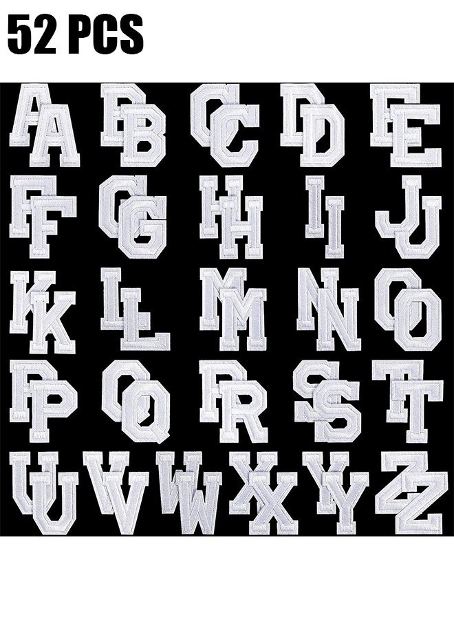 Ba Love 52 Pieces Alphabet Applique Patches, Iron on Letter Patches Patch A-Z Letter Repair Patches, for Hats, Shirts, Shoes, Jeans, Bags (White) - Image 1