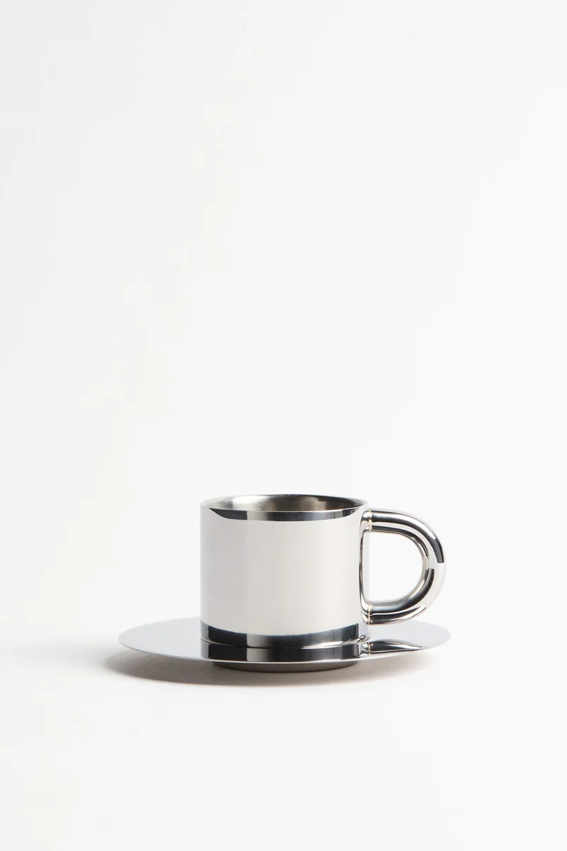 H&M Stainless steel espresso cup and saucer