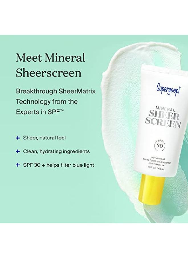 Supergoop! - Mineral Sheerscreen SPF 30 PA+++ 0.5 Fl Oz 100% Mineral Broad Spectrum Face Sunscreen - Image 1