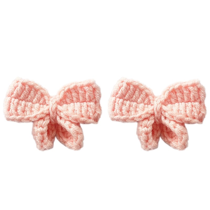 Hand Crocheted Blue Bow Knitted Flower Set For Garment And Hair Trim - Image 4