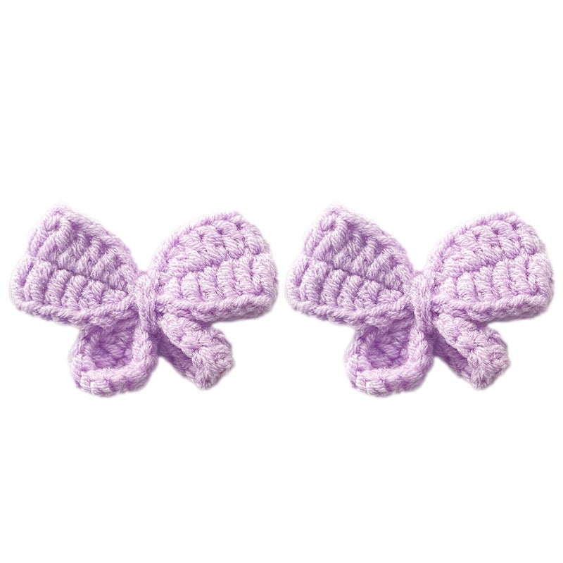 Hand Crocheted Blue Bow Knitted Flower Set For Garment And Hair Trim - Image 5