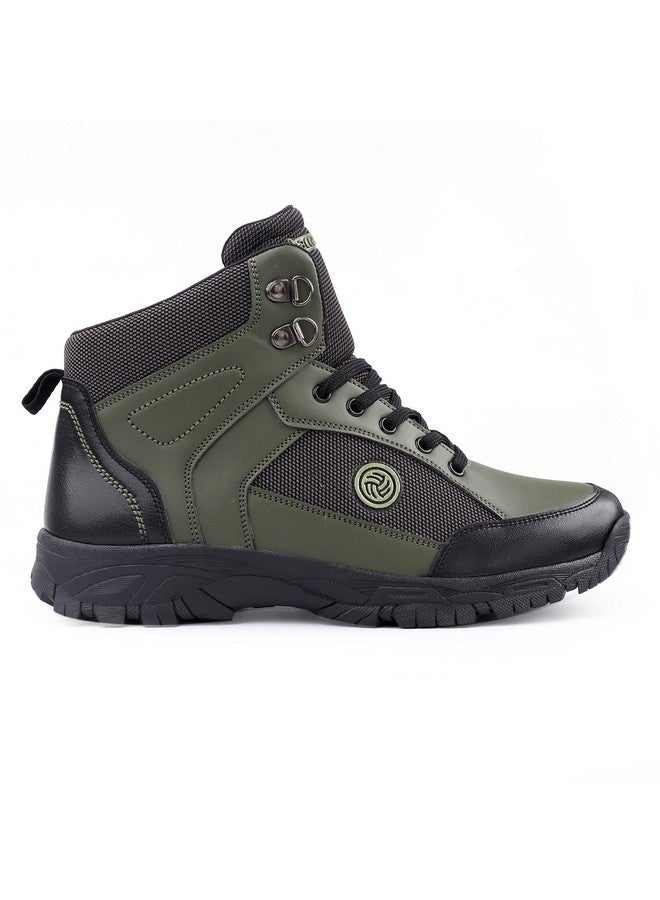 Bacca Bucci® Hike 5-Eye Moto Inspired Light Weighted Mountaineering Backpacking Trekking/Hiking Boots for Men for Beginners- Olive, Size UK9 - Image 5