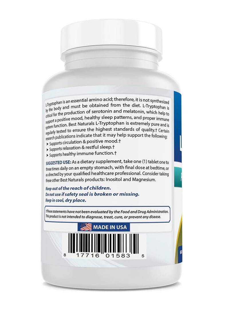 Best Naturals L-Tryptophan 1000 Mg 60 Tablets  - Image 3