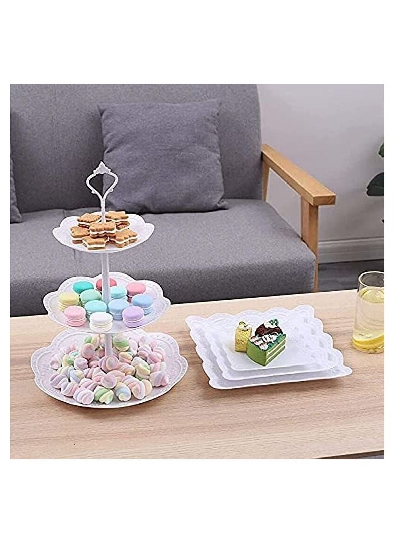 Excefore 3 Tier Plastic Tiered Serving Stand,Cupcake Stand,Dessert Fruit Snack Tower Tray for Wedding Home Birthday Tea Party Baby Shower  - Image 5