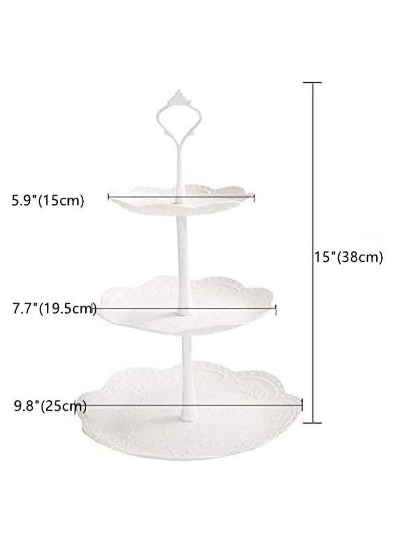 Excefore 3 Tier Plastic Tiered Serving Stand,Cupcake Stand,Dessert Fruit Snack Tower Tray for Wedding Home Birthday Tea Party Baby Shower  - Image 3