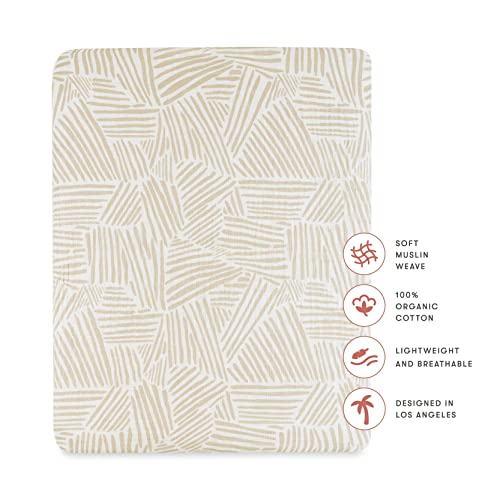 Babyletto 100% Organic Cotton All-Stages Midi Crib Sheet, GOTS-Certified, Fitted 360°, Ultra-Soft and Breathable Muslin - Oat Stripe - Image 2