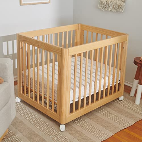Babyletto 100% Organic Cotton All-Stages Midi Crib Sheet, GOTS-Certified, Fitted 360°, Ultra-Soft and Breathable Muslin - Oat Stripe - Image 5
