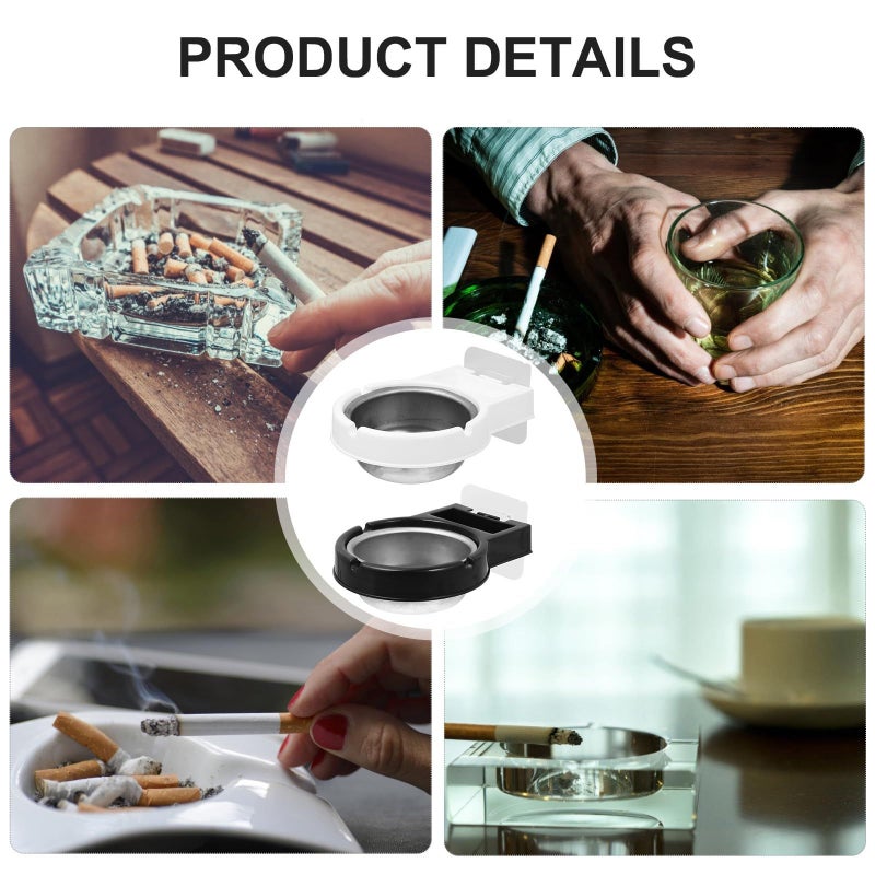 Wall Mounted Ashtrays For Bathroom Cigarette Butt Storage Toilet White And Black Set Of 2 - Image 4