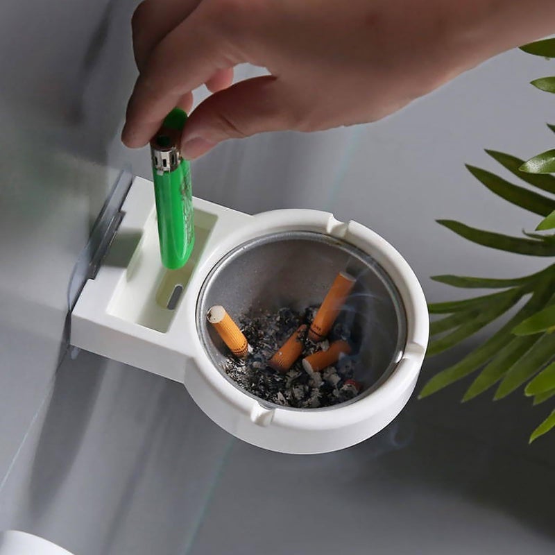 Wall Mounted Ashtrays For Bathroom Cigarette Butt Storage Toilet White And Black Set Of 2 - Image 5