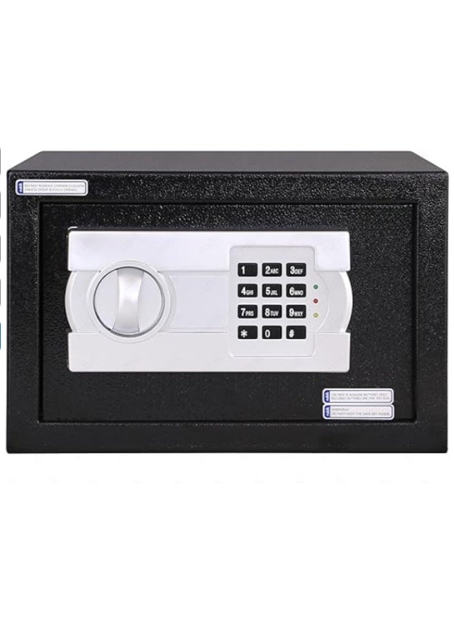 SAFE Small Safe Box with Digital Keypad and Key Lock for Home Office Personal Use 20EG (20x31x20cm) Black