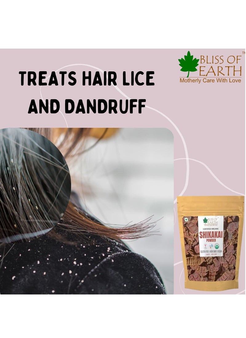 BLISS OF EARTH Bliss of Earth 100% Pure & Natural Shikakai Powder 453GM Acacia Concina Gorgeous hair Naturally Traditional Hair Cleanser & Conditioner Complete Hair Care  - Image 3