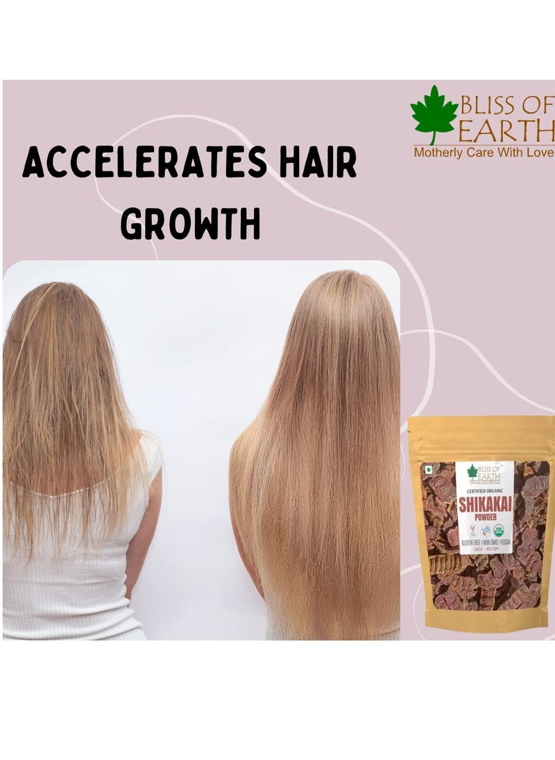 BLISS OF EARTH Bliss of Earth 100% Pure & Natural Shikakai Powder 453GM Acacia Concina Gorgeous hair Naturally Traditional Hair Cleanser & Conditioner Complete Hair Care  - Image 2