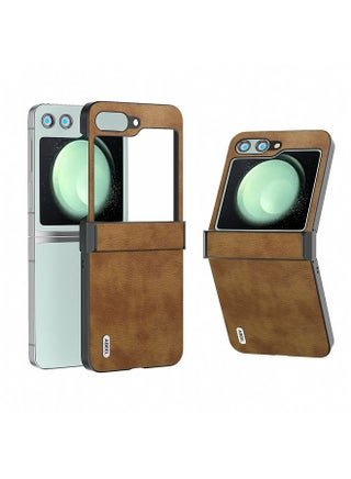 Case Cover For Samsung Galaxy Z Flip5 ABEEL Hinge Retro Litchi Texture PU Phone Case Brown - pzsku/ZDE24E3C8E30B6832C8EEZ/45/_/1723716585/5aa265d1-4640-4c6d-afdc-c2c23eccade8
