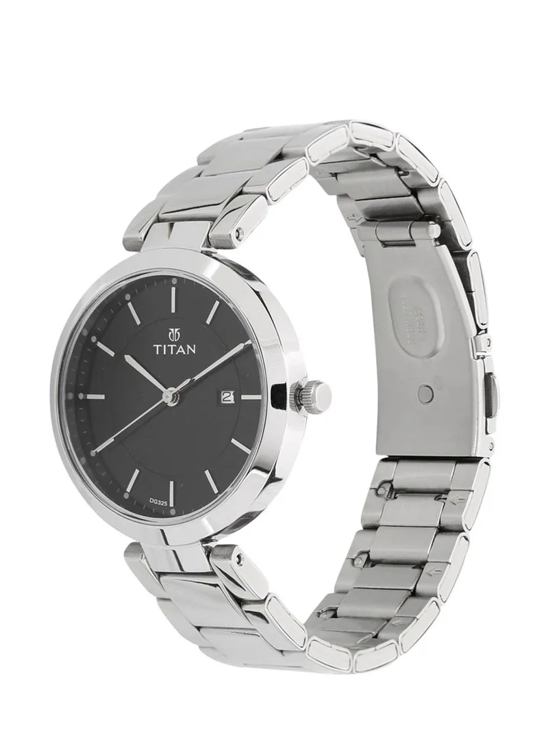 تيتان Titan Workwear Black Dial Analog with Day and Date Stainless Steel Strap watch for Women