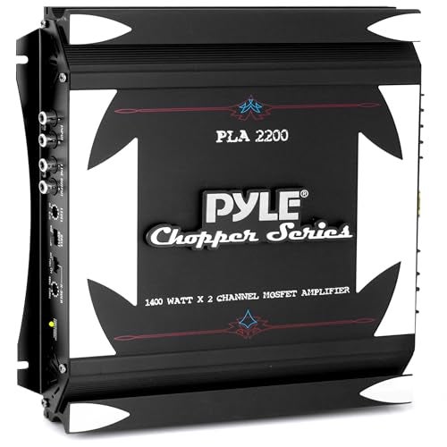 Pyle 2 Channel Car Stereo Amplifier- 1400W Dual Channel Bridgeable High Power MOSFET Audio Sound Auto Small Speaker Amp w/ Crossover, Bass Boost Control, Gold Plated RCA Input Output, Black - PLA2200 - Image 1