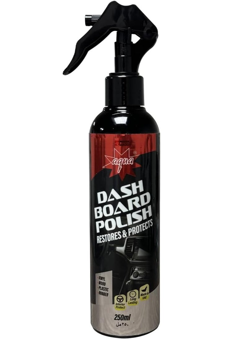 Aqua RACO Aqua Car Dashboard Polish 250ml | Cleans and Revives Dashboard and Interior Components | Restores and Protects Faded Vinyl, Wood, Plastic, and Rubber, Offering a Long-Lasting Shine.  - Image 1